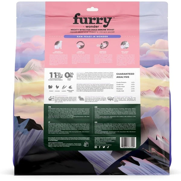 FURRY WONDER Freeze Dried Dog Food, Turkey & Chicken, 16 Oz, Grain-Free, High Protein, Complete Meal Or Topper, Immune Boost, USA Made