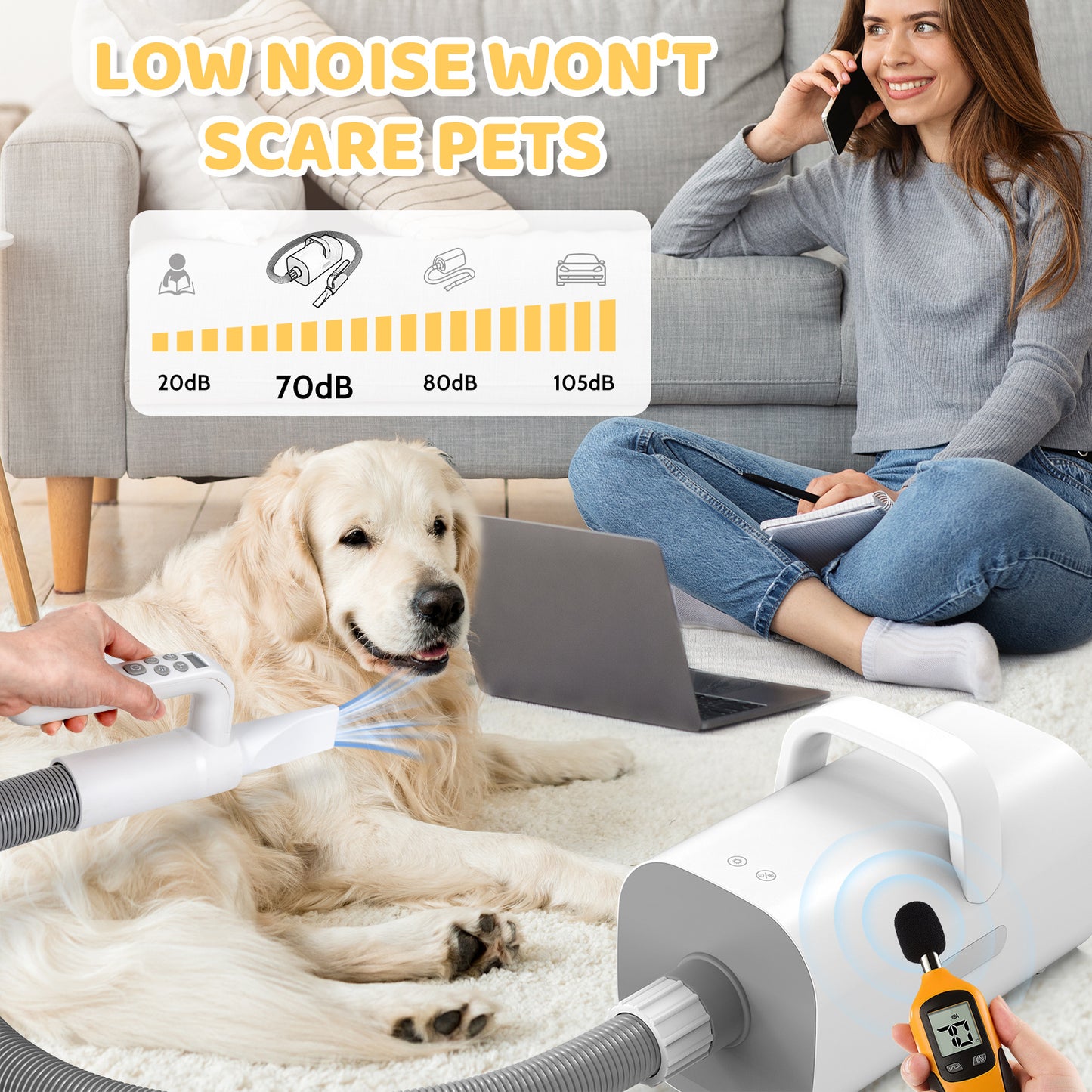 High-Speed Pet Hair Dryer – Fast & Safe Grooming for Dogs & Cats