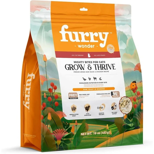 Freeze Dried Raw Cat Food Grain Free Mighty Bites For Cats 16oz High Protein Cat Food